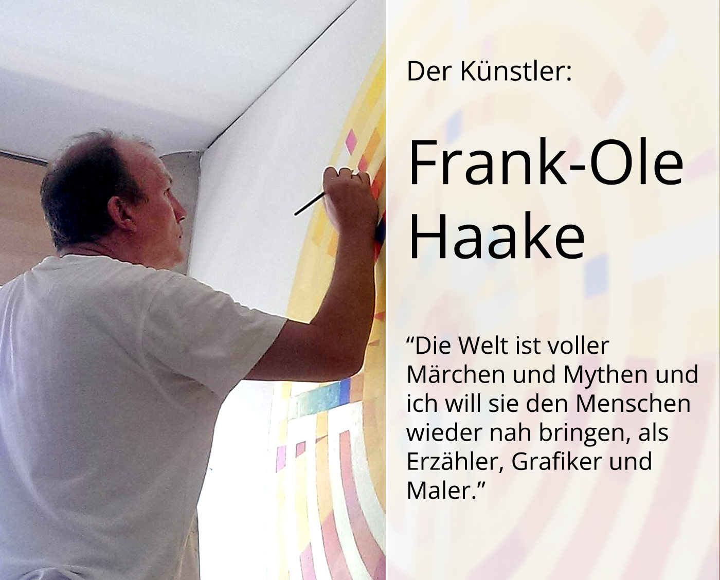 Grafik (serielles Unikat), mehrfarbiger Linoldruck von Frank-Ole Haake: "Der Seiltänzer"