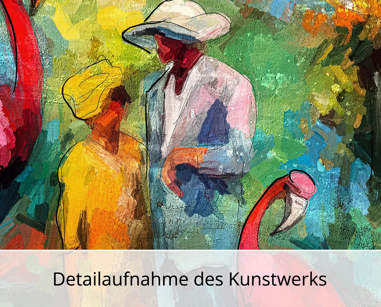 Kunstdruck, signiert: "Paar mit Flamingos", Holger Mühlbauer-Gardemin, Edition, Nr. 1/100