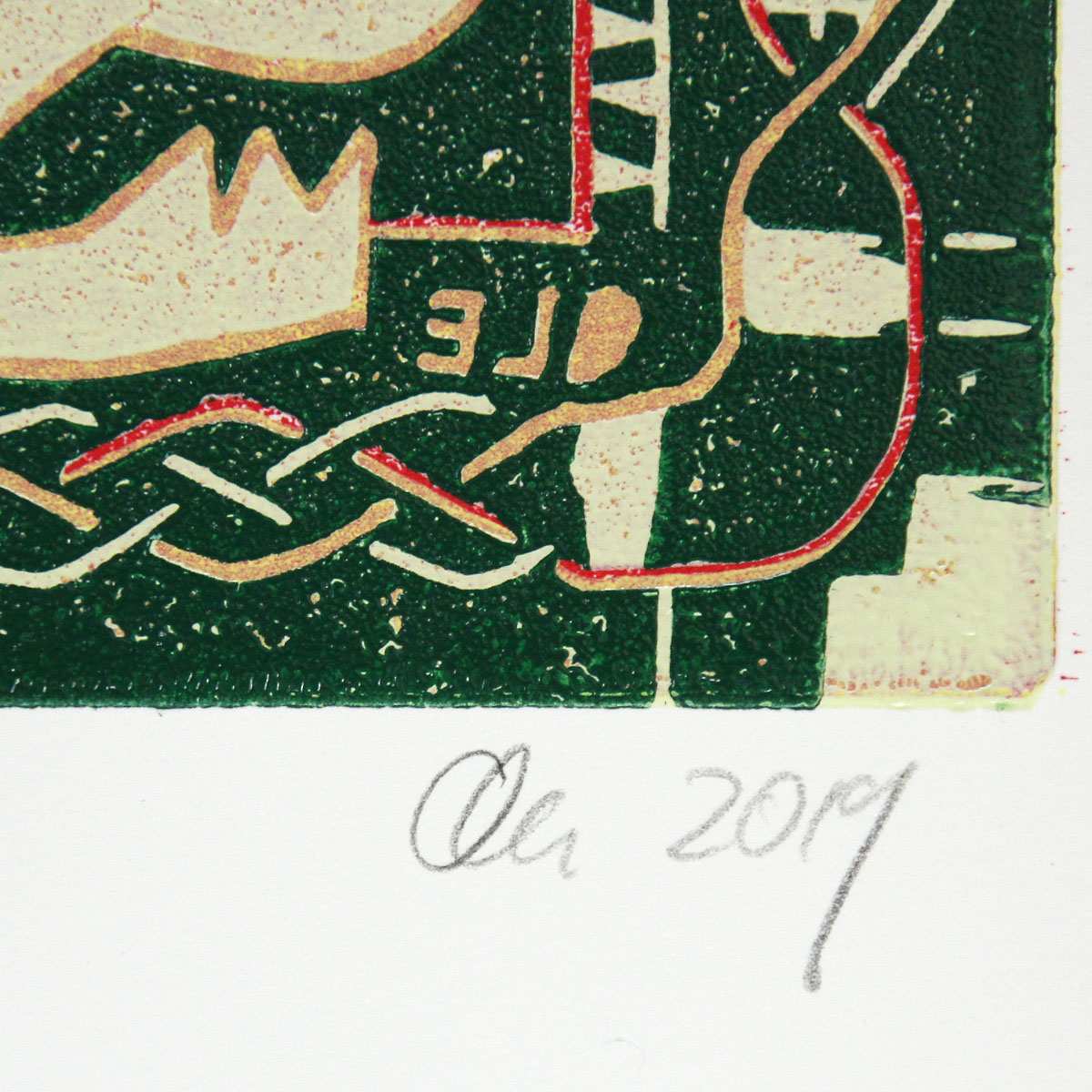 F.O. Haake: "Diana II", originale Grafik/serielles Unikat, mehrfarbiger Linoldruck