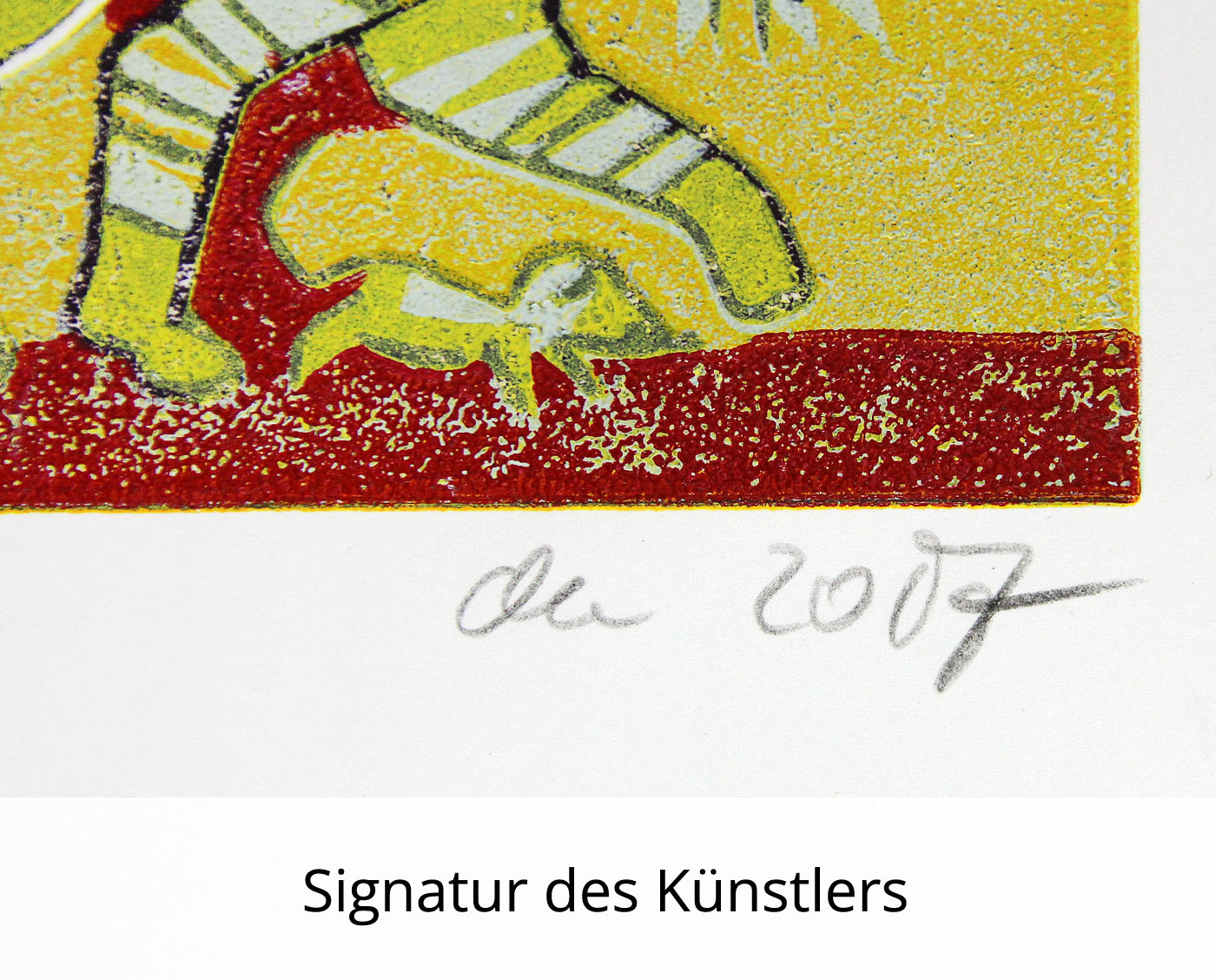 F.O. Haake: "Gemeinsam - Blatt 06/22", originale Grafik/serielles Unikat, mehrfarbiger Linoldruck