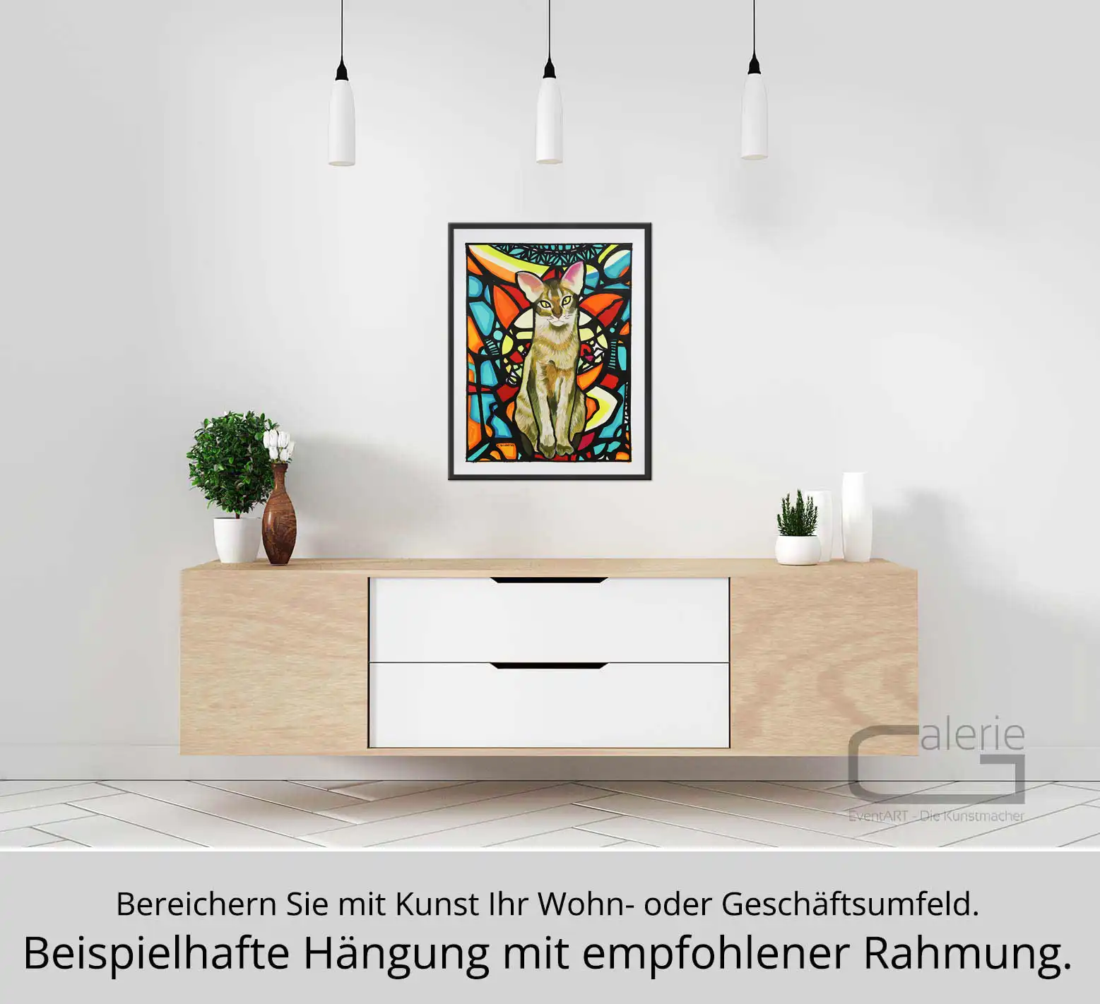 Originales Acrylbild: "Die Leipziger Katze", E. Bruzon, Acrylmalerei auf Karton (Unikat)
