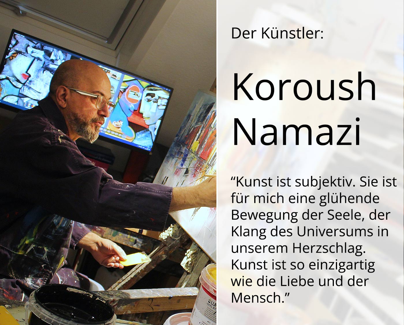 K. Namazi: "Kubistische Abendszene II", Edition, signierter Kunstdruck